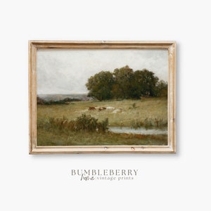 Cattle Grazing | Vintage Wall Art | Neutral PRINTABLE Digital