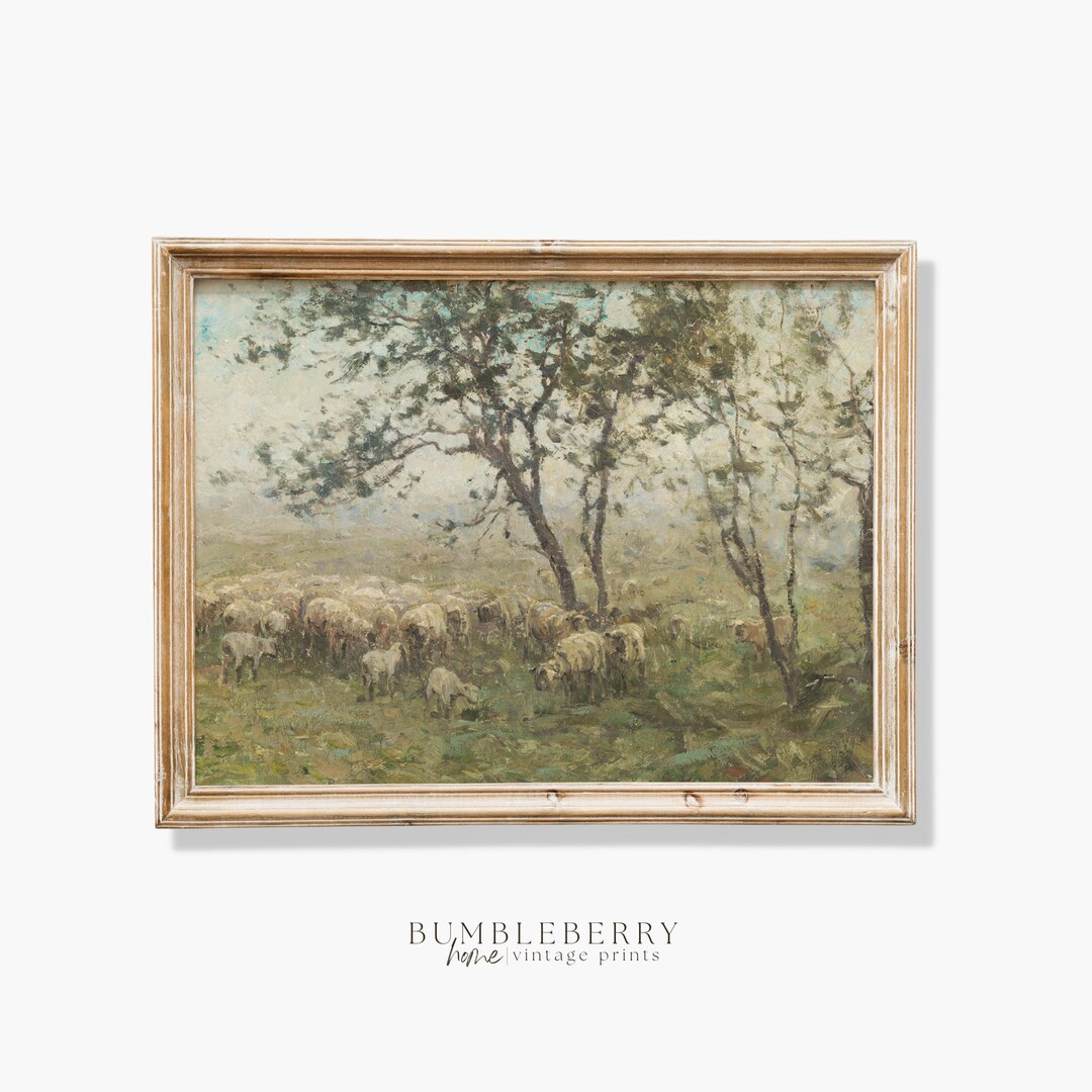 Sheep Grazing | Vintage Wall Art | Neutral PRINTABLE Digital - Etsy