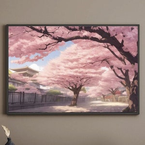 Printable Art Anime City | Digital Print Dowload | Modern | Cherry Blossoms | Tokyo Japan | Cyber punk | Colorful |  Sakura | Anime Girl