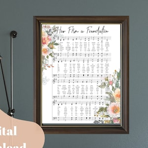 How Firm a Foundation Christian Home Decor Printable Home Art Inspirational Hymn Lyrics Scripture Wall Art Floral Design