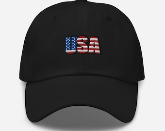 Amerikanische Flagge Dad Hat | Gestickte USA-Flaggen-Baseballmütze | Vaterländisches Geschenk