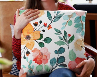 Floral Pattern | Flower Print Spun Polyester Square Pillow