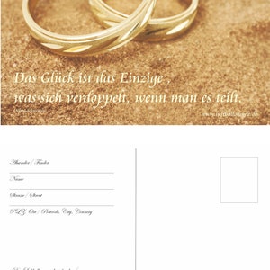 19041 - Ballonflugkarten Ringe im Sand 50 St. DIN A6, Karten für Heliumballons Ballonkarten Hochzeit Eheringe Verheiratet