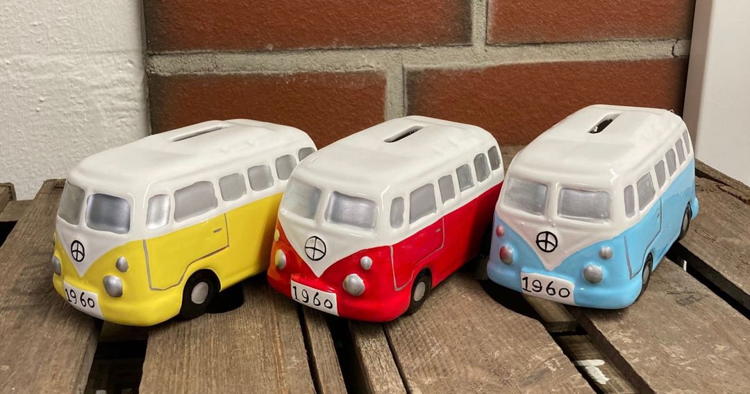 15093 - Money Box Bus Various Colors 1 Pc. From the Assortment Approx ...