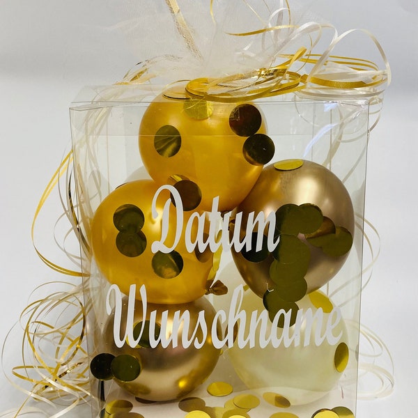 DIY, Balloon Box, Gift Box, Balloon Box, Balloon box, Gift Idea, Wedding, Birthday, Gold Wedding - Customizable - Gold Cream