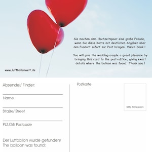 90031 - Ballonflugkarten Just married Herzballons 50 St. DIN A6, Karten für Heliumballons Ballonkarten