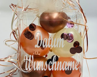 DIY, Ballonbox, Geschenkbox, Balloonbox, Ballon box, Geschenkidee, Hochzeit, Geburtstag, Hochzeitstag - Personalisierbar - Rosegold Creme