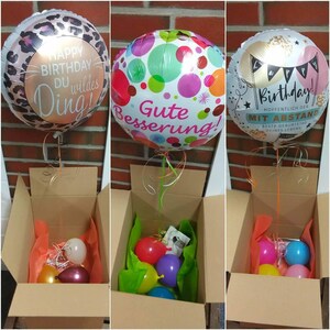 99999 - Ballonpost Ballongruß  - Heliumballon als Geschenk - inkl. Grußkarte und dekoriertem Karton