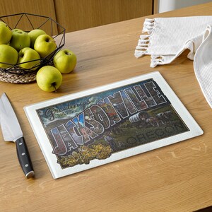 Greetings from Jacksonville -Glass cutting board