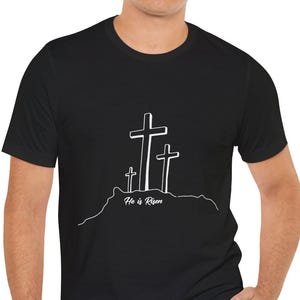 He Is Risen Unisex Jersey Tee, Christian Faith Shirt, Easter Celebration Apparel, Religious Graphic Tee, Gift for Believers