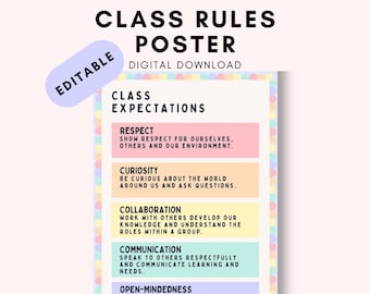 Pastel Rainbow Class Expectations Poster, Class Poster Class Rules ...