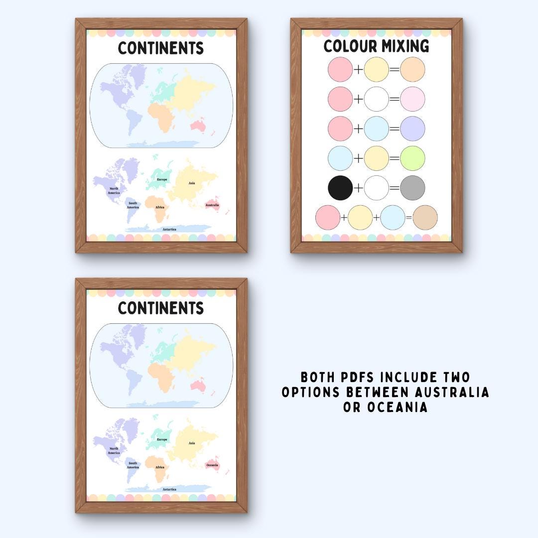 Rainbow Pastel Educational Posters DIGITAL DOWNLOAD, Toddler Learning ...
