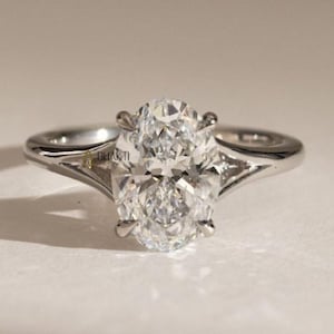 Elongated 2.53 CT Oval Cut Moissanite Cathedral Set Solitaire Ring Forever One Oval Engagement Ring Oval Wedding Ring Anniversary Gifts/Ring