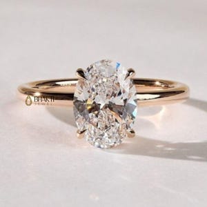 Elongated 2.23 CT Oval Cut Moissanite Engagement Ring, Solitaire Proposal Ring, Hidden Halo Wedding Ring, Anniversary Gifts/Ring For Women