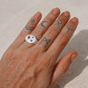 Amethyst Pebble stone Signet Ring