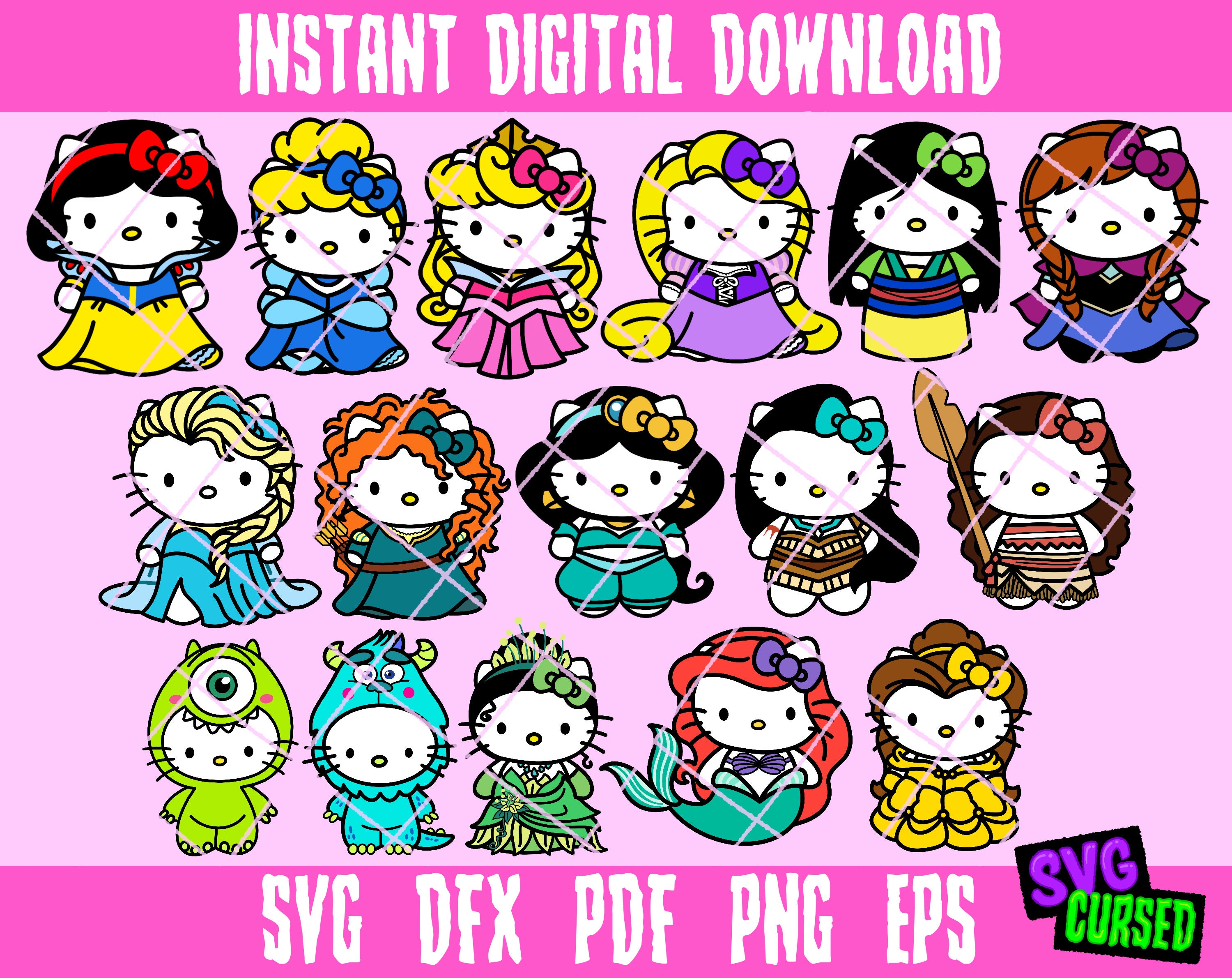 Princess Disney svg, Hello kitty svg