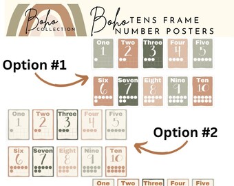 Boho Tens Frame Number Posters l Educational Posters l Classroom decor l Digital Print l Counting Posters l Teacher resource