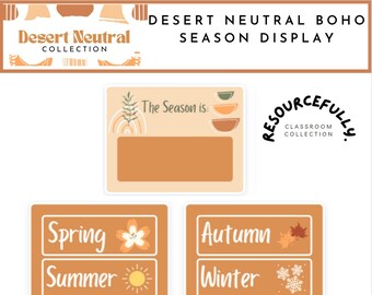 Desert Neutral Boho Season Display | Classroom Season Display | Summer, Autumn, Winter, Spring Banners | Teacher Resource | Digital Print
