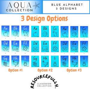 Blue Alphabet Posters l Alphabet Display l Classroom Alphabet l Blue ABCs l Teacher Resource l Ocean Classroom Decor l Digital Print l Aqua