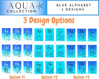 Blue Alphabet Posters l Alphabet Display l Classroom Alphabet l Blue ABCs l Teacher Resource l Ocean Classroom Decor l Digital Print l Aqua