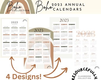 Boho 2023 Calendar l Yearly Calendar l Annual Calendar Display l Digital Download l planner
