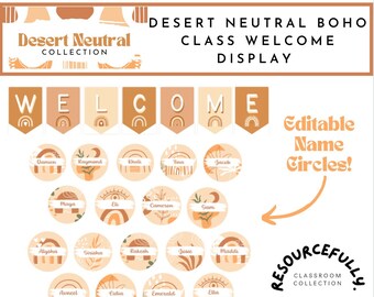 Desert Neutral Boho Editable Classroom Welcome Display | Class Door Display | Student name display | Teacher Resource | Digital Print