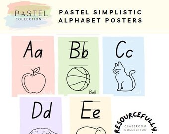 Pastel Simplistic Alphabet Posters | Pastel Classroom Decor | Alphabet Display | Pastel Colours | Resource