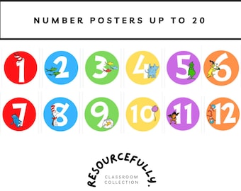 Themed Number Posters | Classroom Number Display | Student Counting Posters | Classroom Decor | Teacher Resource | Digital