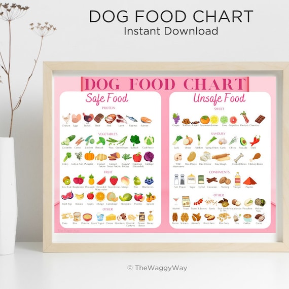 Pink Pack Dog Food Cheat Sheet Dog Food Chart Printable Safe Dog Food List Dog Dietary Guide Poster Pink Pack Etsy Canada