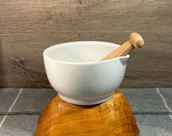 Vintage Minimalist Large & Heavy 1.3kg Ceramic Pestle and Mortar Set | Mashers and Pounders | Kitchen Essentials | Cooking Utensil Gadgets