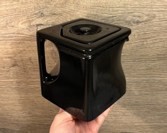 Vintage Price Kensington PEK Black Square Ceramic Cube Teapot Made in England | Retro Modernist Kitchenalia | Dark Gothic Tea Party Decor