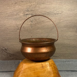 Vintage Copper Swing Handle Old Rusty Altar Cauldron | Pagan Wiccan Spell Pot | Witchcraft Rituals | Incense Burner