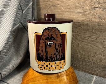 Vintage 1995 Wookiee Cookies Chewbacca Wookie Half Moon Bay Bath England Biscuit Barrel | HMB Lucas Film Merchandise Metal Tin Collectibles