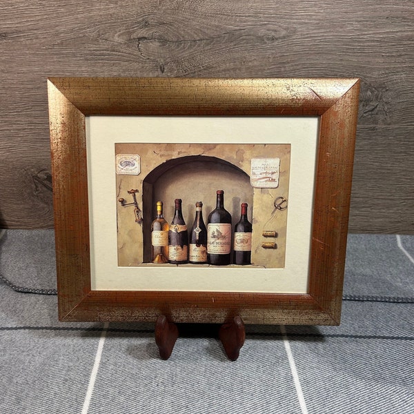 Vintage Fabrice de Villeneuve French Château Margaux and Mas de Daumas Gassac Art Framed Wall Hanging | Sommelier & Connoisseur Wine Decor