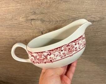 Vintage Royal Doulton Hotelware England Steelite Red Transferware Gravy Boat | Sunday Roast Essentials | Traditional English Kitchenalia