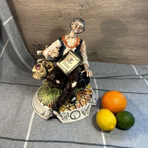 サンドロ・マッジョーニ カポディモンテ 置物 トランプ インテリア アンティーク Vintage, Capodimonte, Tramp, Sitting on Bench, With Wine