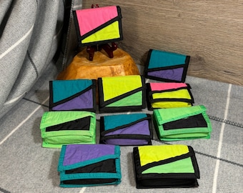 Vintage 1990s Neon Closure Wallet | Brightest Two Tone Purse| Down with the Kids| Nostalgic 90s Apparel| Old School House Techno Rave