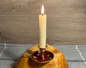 Petite étoile en laiton vintage et bâton de chambre céleste émaillé rouge | Décoration wicca et pagale | Accueil nocturne cosy | Accessoires de nuit