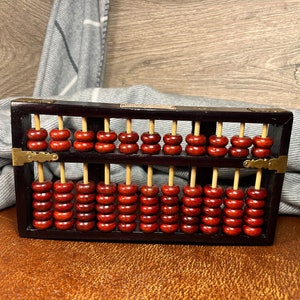 Vintage Red Wood 77-bead Ancient Arithmetic Manual Calculator Abacus- Diamond Brand Made in China