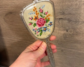 Vintage Kitsch Pretty Plastic Replica Imitation Reproduction Hair Brush | Boudoir Dressing Table & Accessories | Feminine Floral Collectible