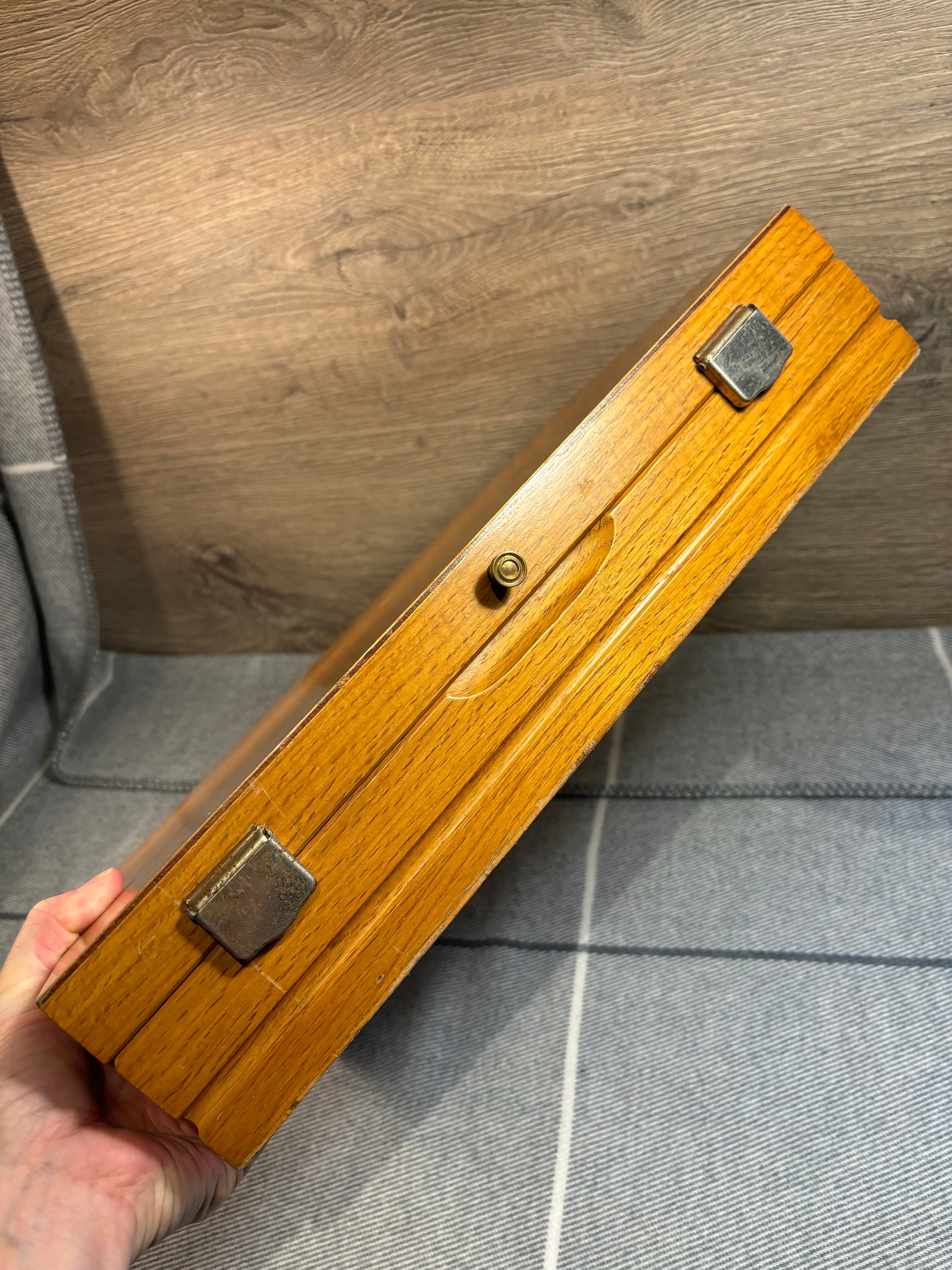 Belle Boîte Ancienne En Bois Avec Plateau Doublé Liège – Idéale Rangement Outils Ou Stockage