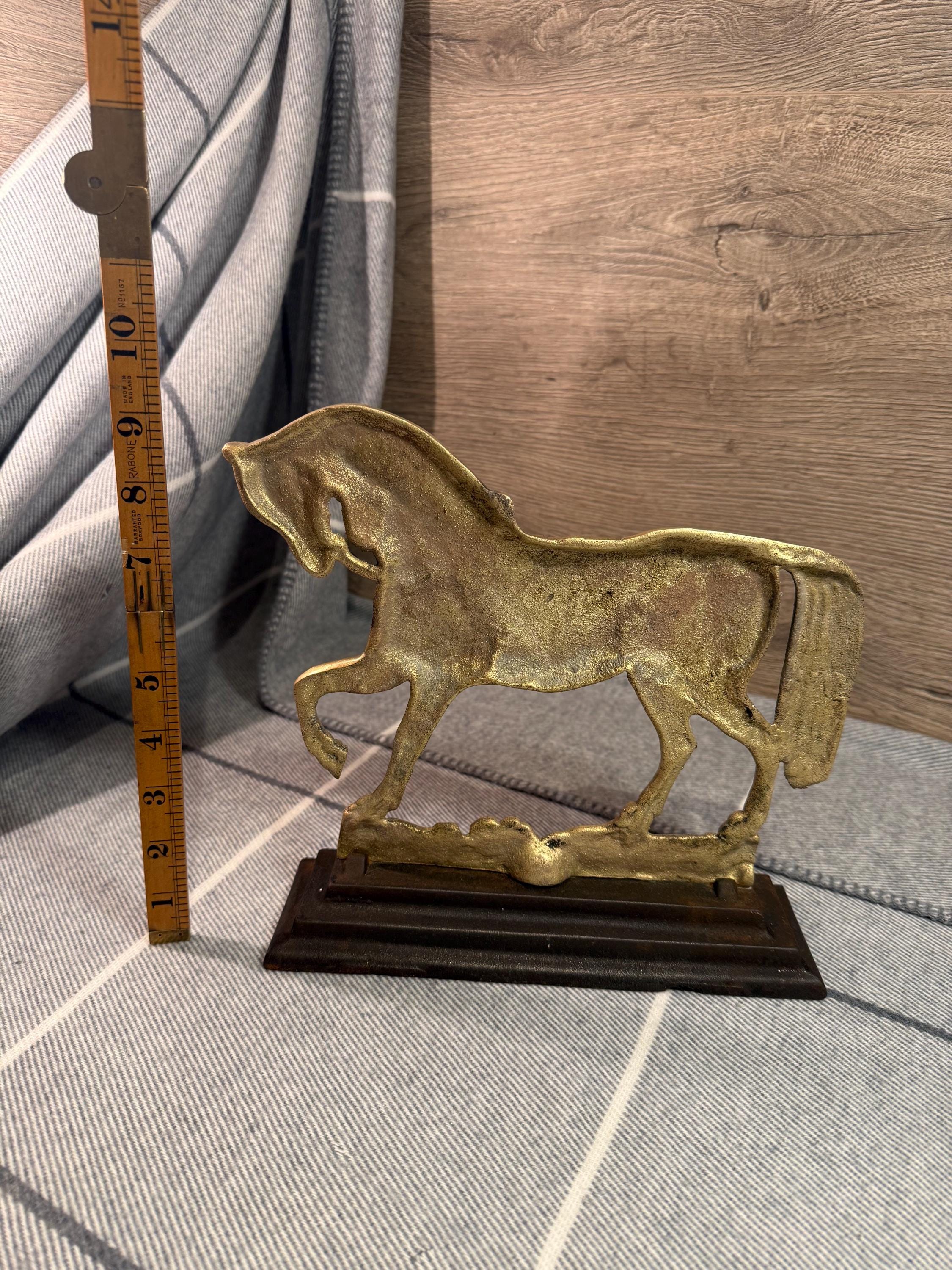 ヴィンテージ 2.5kg 真鍮＆鉄製 馬術用 重厚ドアストッパー | 装飾用馬 
