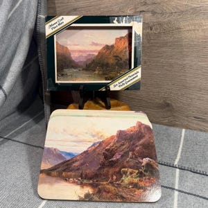 Tovagliette vintage Alfred de Breanski Scottish Scenes Manor Craft, 6 pezzi, raffiguranti scene scozzesi / McDougall Dodds Collectibles / Highlands scozzesi