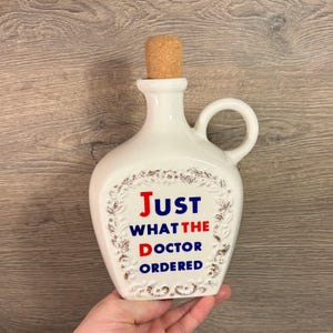 Vintage 'Just What the Doctor Ordered' Barware Bottle | Mid Century Decanter Carafe Made in Japan | Big Apple New York City Collectibles