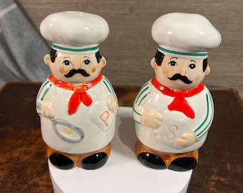Vintage Chef Salt Pepper Paprika Shakers Japan