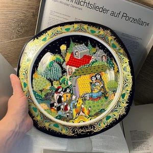 Vintage 1983 Rosenthal by Bjørn Wiinblad &#39;Silent Night&#39; Christmas Porcelain Collectible Plate