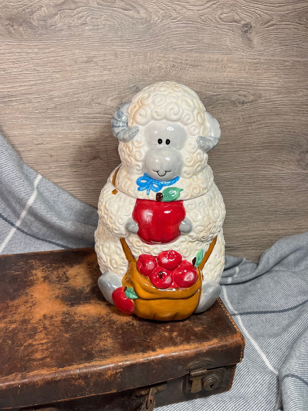 Vintage Hand Painted Ceramic Smiley Ram Male Sheep With a Brown ...