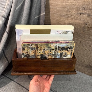 Vintage Hand gefertigt Dense Schwalbenschwanz Alte Braune Holz Schreibtisch Briefhalter | Büro & Arbeitszimmer Antiquitäten | Kartenständer aus Holz