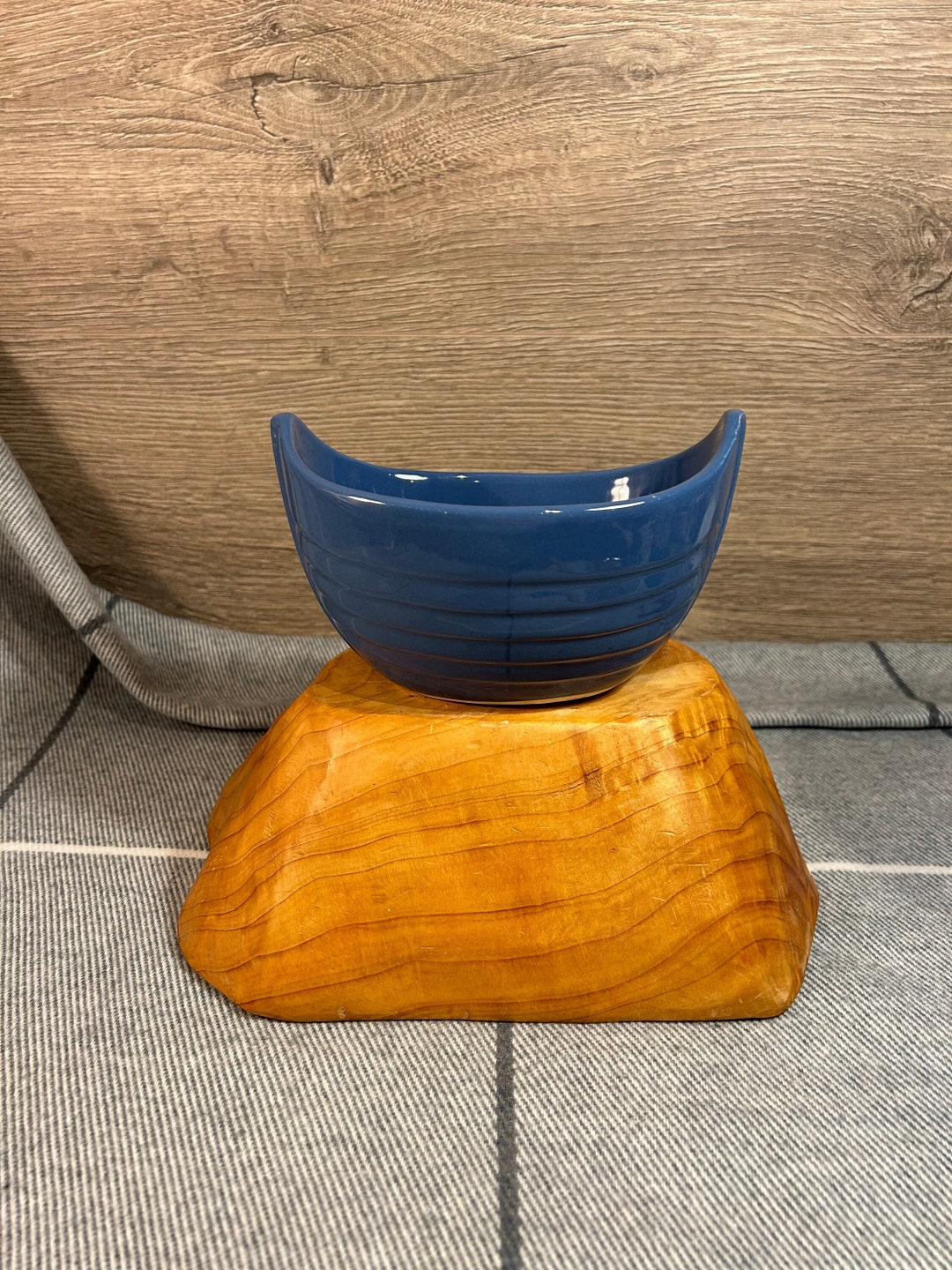 Vintage Blue Ceramic Boat Bowl Kitchen Serving Snack & Nibble Dish