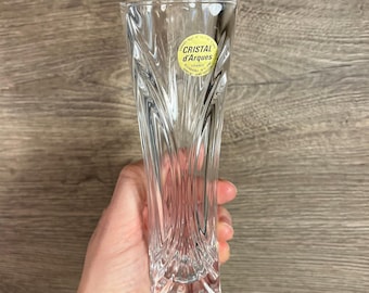 Vintage Cristal d'Arques 24% 'Chatelet' Französische Bleikristall Klar Glas Kleine Quadratische Sträußchen Knospe Vase
